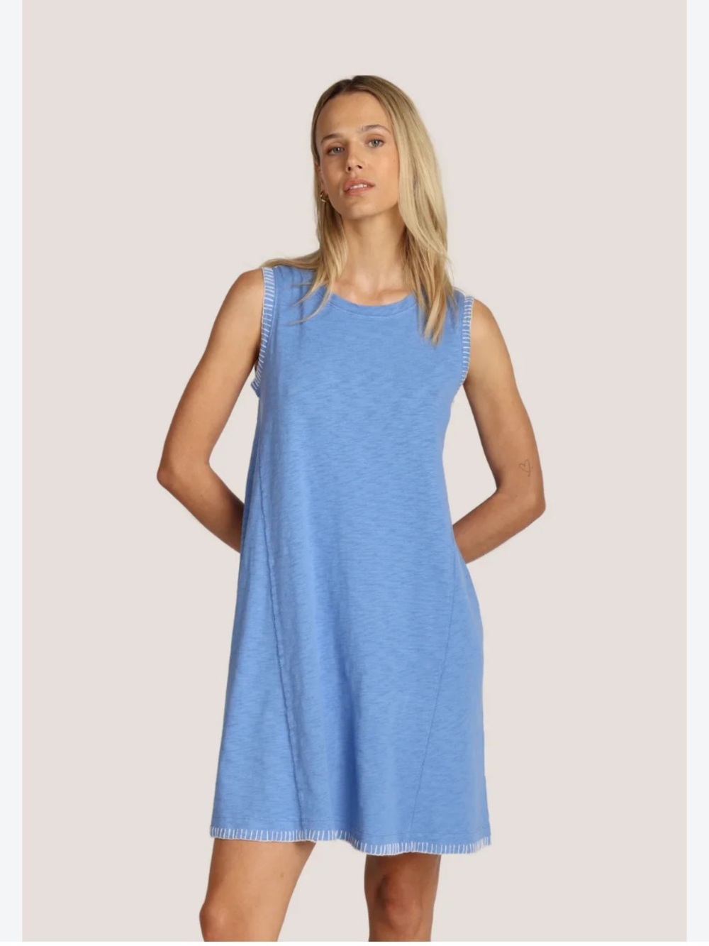 Dylan Portofino Blue Cotton Rae Tank Dress w/ Stitch Size Medium